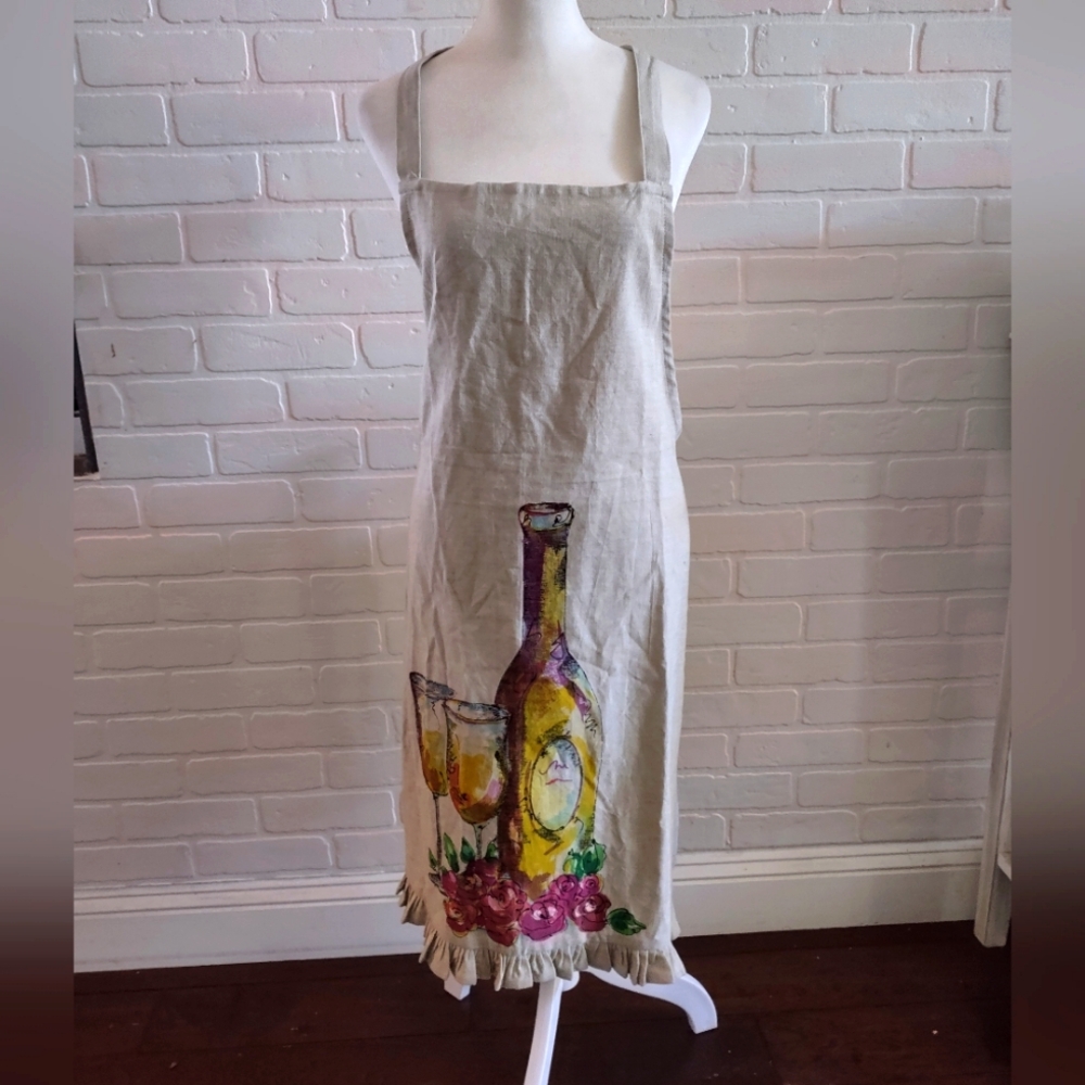 Apron with Wine Bottle and Grapes